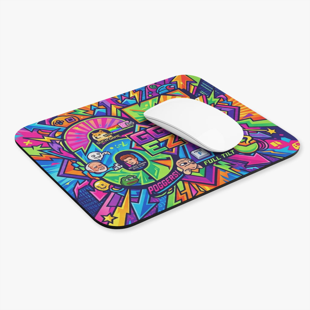 67 Meme Gaming Mouse Pad — Neon Meme Streamer Desk Mat (Press F, Poggers)