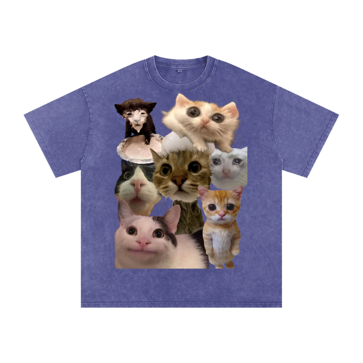 "Cat Shirt" Snow Washed Oversized Cotton T-Shirt