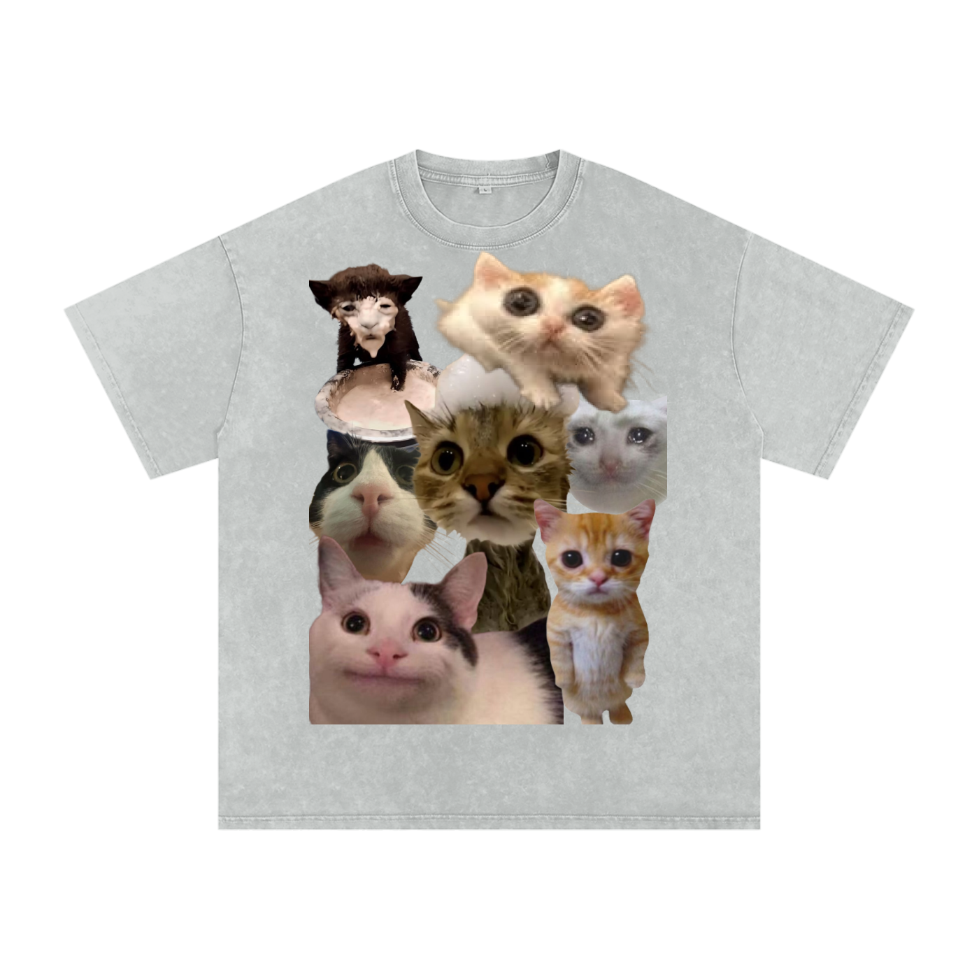 "Cat Shirt" Snow Washed Oversized Cotton T-Shirt