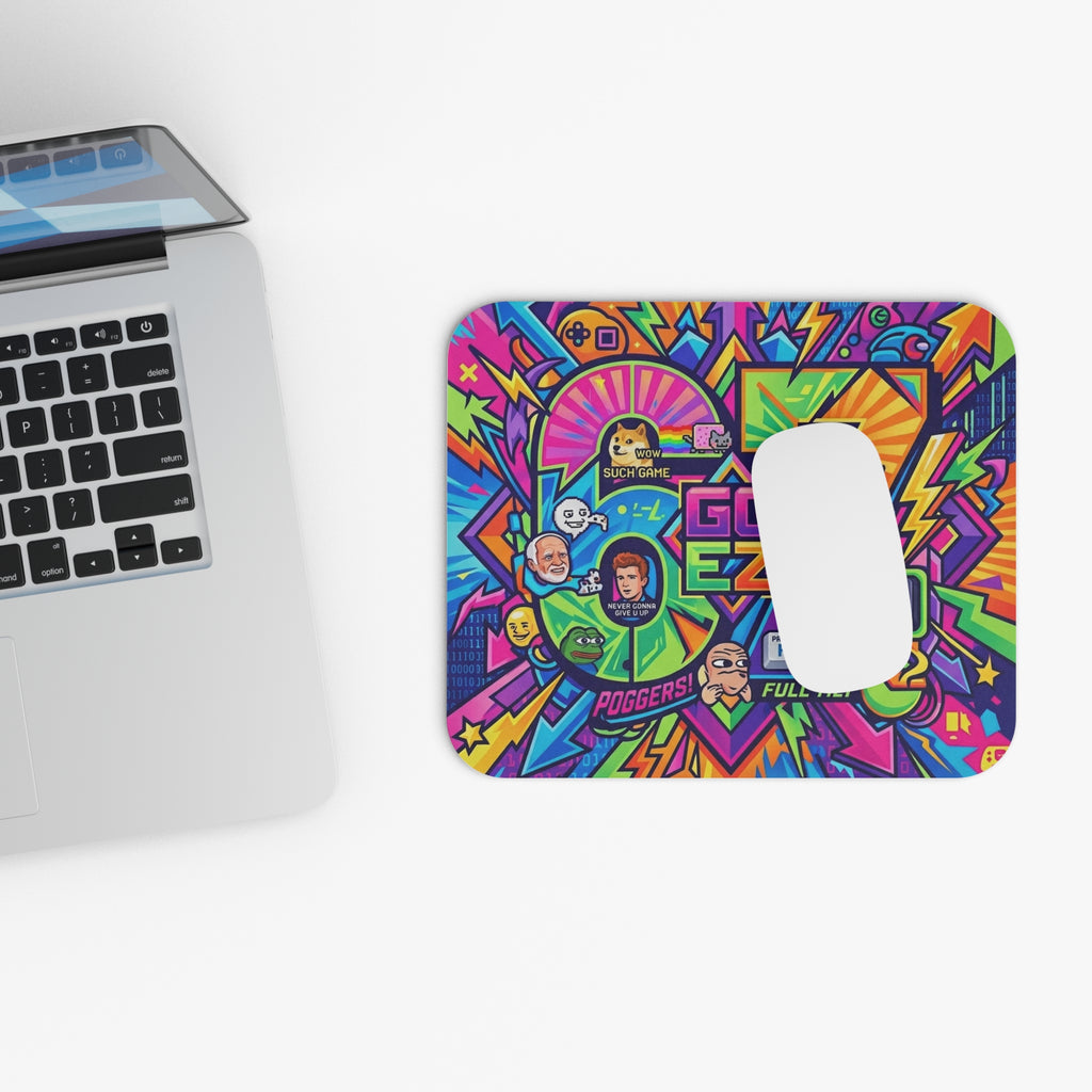 67 Meme Gaming Mouse Pad — Neon Meme Streamer Desk Mat (Press F, Poggers)