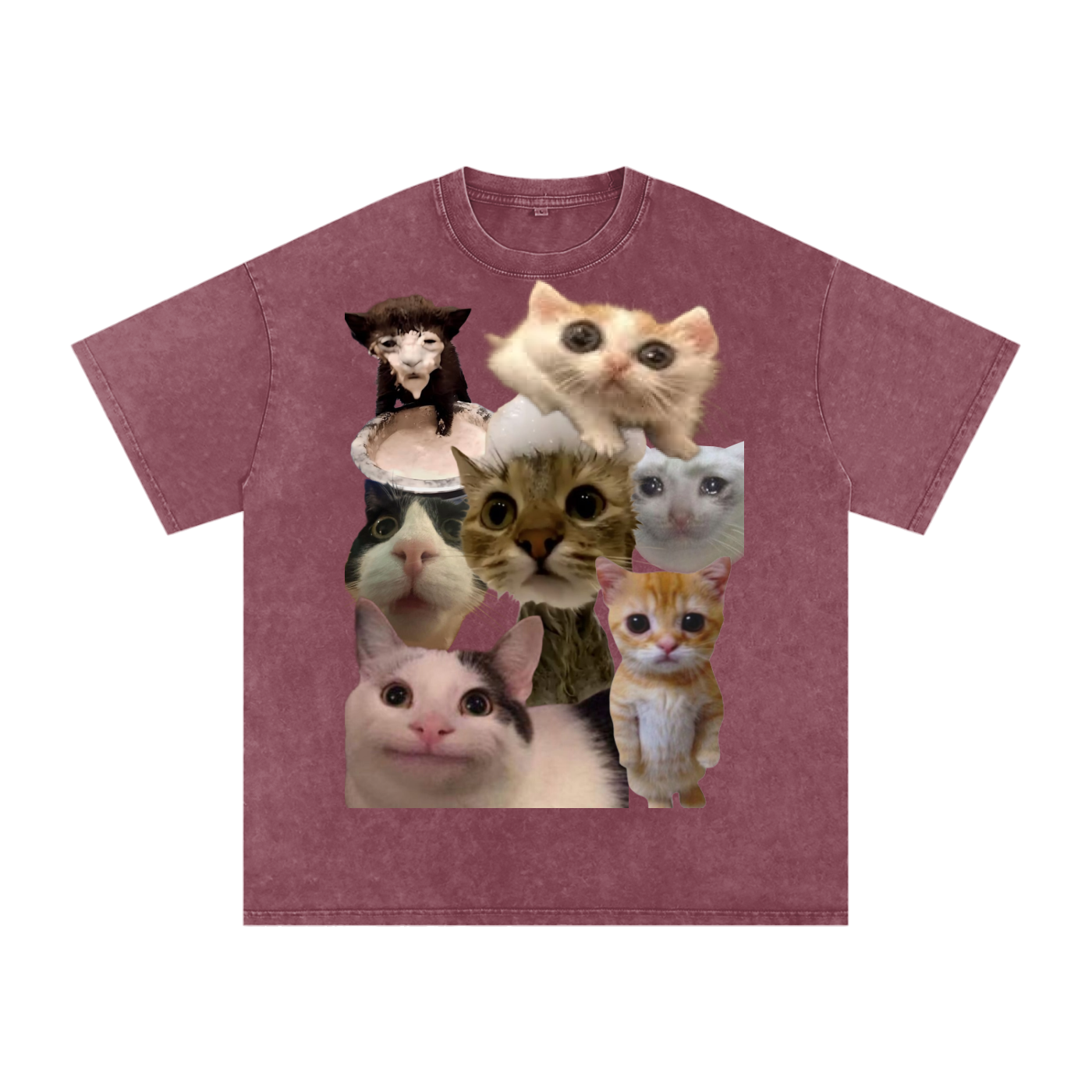 "Cat Shirt" Snow Washed Oversized Cotton T-Shirt