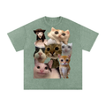 "Cat Shirt" Snow Washed Oversized Cotton T-Shirt