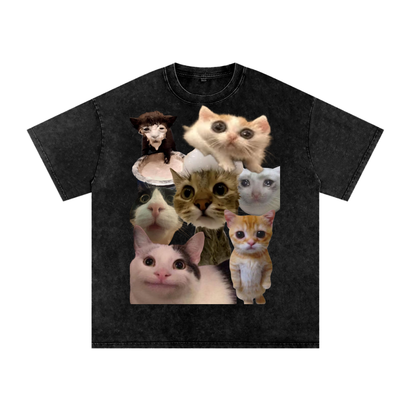 "Cat Shirt" Snow Washed Oversized Cotton T-Shirt