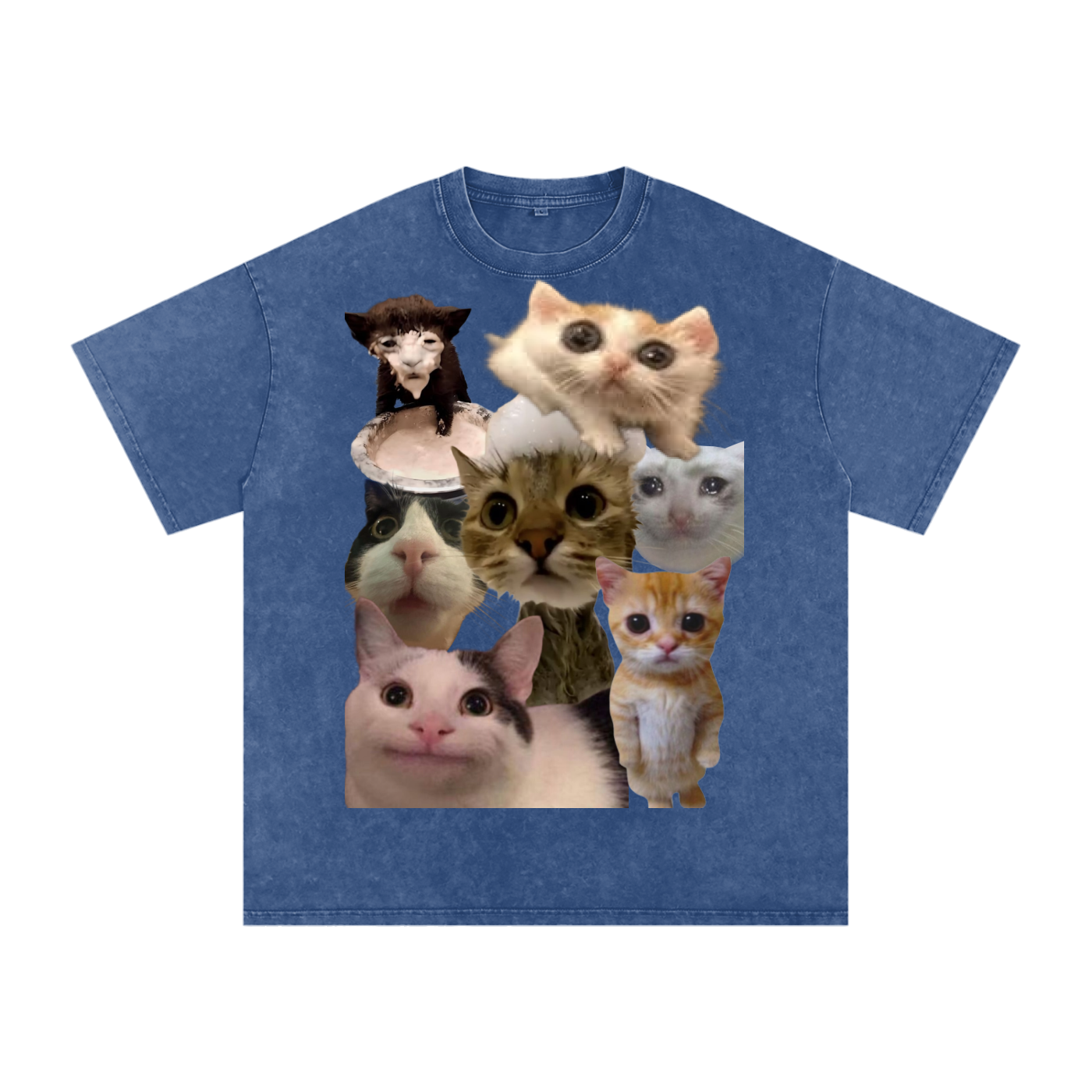 "Cat Shirt" Snow Washed Oversized Cotton T-Shirt